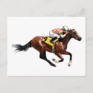 Racehorse en Jockey Briefkaart