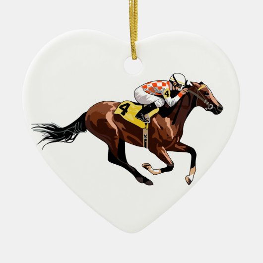 Racehorse en Jockey Keramisch Ornament (Voorkant)