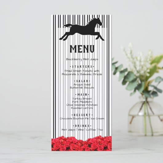 Racehorse en Rozen Derby Day Menu (Staand voorkant)