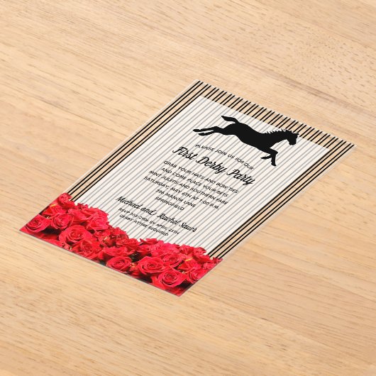 Racehorse en Rozen Derby Party Acryl Uitnodigingen (Laagn)