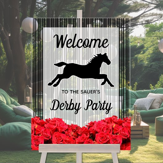 Racehorse en Rozen Derby Party Welkom Acryl Bord