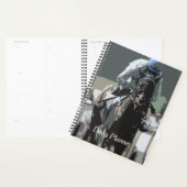 Racehorse met jockey in blauwe dagelijkse planner (Display)