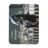 Racehorse met jockey in blauwe flexibele magneet (Verticaal)