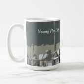 Racehorse met jockey in Blue Coffee Mok (Links)