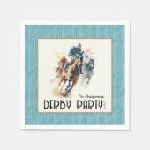 Racehorses Derby Party Aqua Servet (Voorkant)