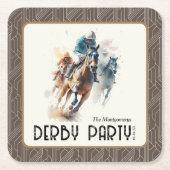 Racehorses Derby Party Bruin Kartonnen Onderzetters (Voorkant)