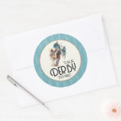 Racehorses en Jockeys Derby Ronde Sticker (Envelop)