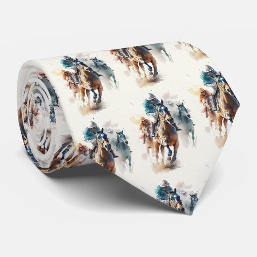 Racehorses en Jockeys Derby Stropdas (Opgerold)