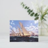 racejachten aan de naalden, eiland Wight Briefkaart (Staand voorkant)