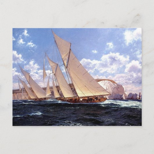 racejachten aan de naalden, eiland Wight Briefkaart (Voorkant)