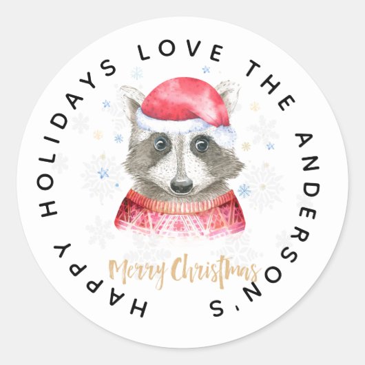 racekerstfeestelijke Feestdagen met cadeaulabel Ronde Sticker (Voorkant)