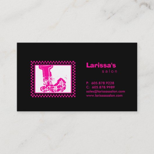 Racemonogram Visitekaartje zwart roze (Voorkant)