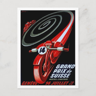 Racemotor op snelheid, vintage ansichtkaart briefkaart