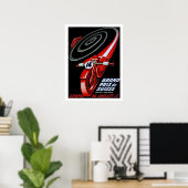 Racemotor op snelheid, vintage poster (Thuiskantoor)