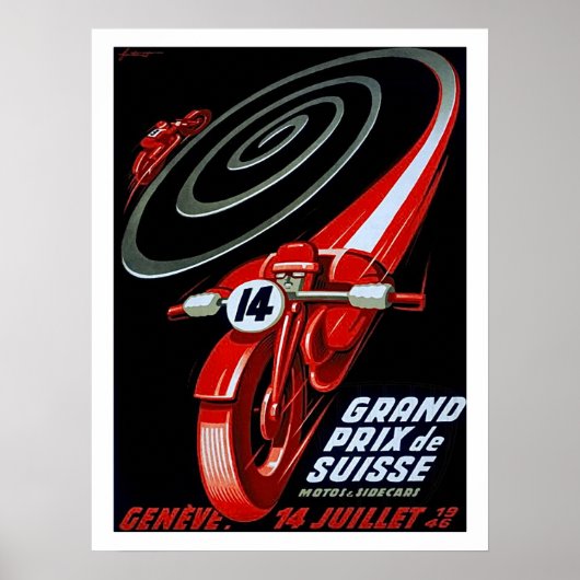 Racemotor op snelheid, vintage poster (Voorkant)