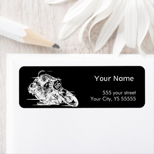  racemotorfiets — witte afbeelding etiket (Insitu)