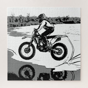 Racen door het water - Motorcross Rider Legpuzzel