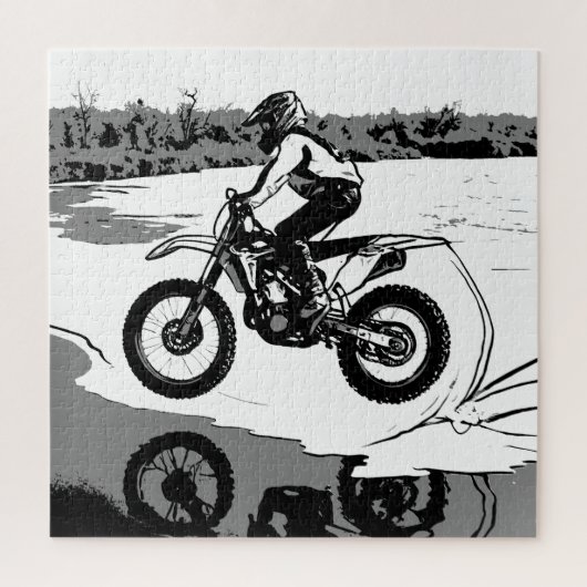 Racen door het water - Motorcross Rider Legpuzzel (Verticaal)