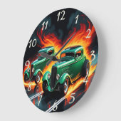 Racen hete staven op een vurige zonsondergang snel grote klok (Hoek)