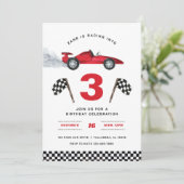 Racen in 3 Verjaardagsuitnodiging Kaart (Staand voorkant)