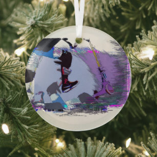 Racen naar scoot - Stunt scooter-Ornament Glas Ornament