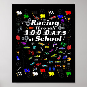 Racen tot 100 dagen van de schoolrasauto die men a poster