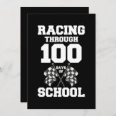 Racen tot 100 dagen van de schoolrasauto die men a save the date (Voorkant / Achterkant)