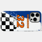 Racenaam Nummer Blauw Oranje Zwart en Wit Case-Mate iPhone Case (Achterkant (horizontaal))