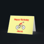 Racencyclist Birthday-kaart, naam toevoegen Kaart<br><div class="desc">Een fietser die voorbij rennen. Voeg naam,  bericht aan volledig klantgerichte de sticker van de briefkaarten van verjaardagskaarten en bumperstickers toe</div>