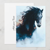 Racend zwart paard portret minimalistisch aankondiging (Voorkant / Achterkant)