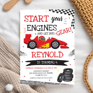 Racende Auto Start Je Motoren Race Auto Verjaardag Kaart