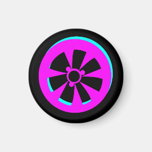 Racende auto velg neon roze zwart magneet