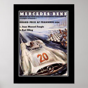 Racende auto vintage poster uit de jaren 50