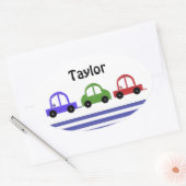 Racende auto's en strepen ovale sticker (Envelop)