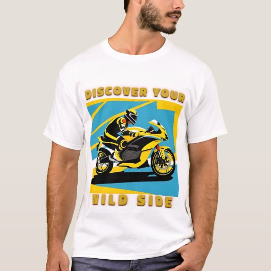 Racende motorfiets en berijder t-shirt (Voorkant)
