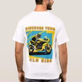 Racende motorfiets en berijder t-shirt (Achterkant)