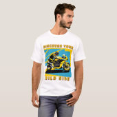 Racende motorfiets en berijder t-shirt (Voorkant volledig)