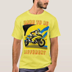 Racende motorfiets en berijder t-shirt