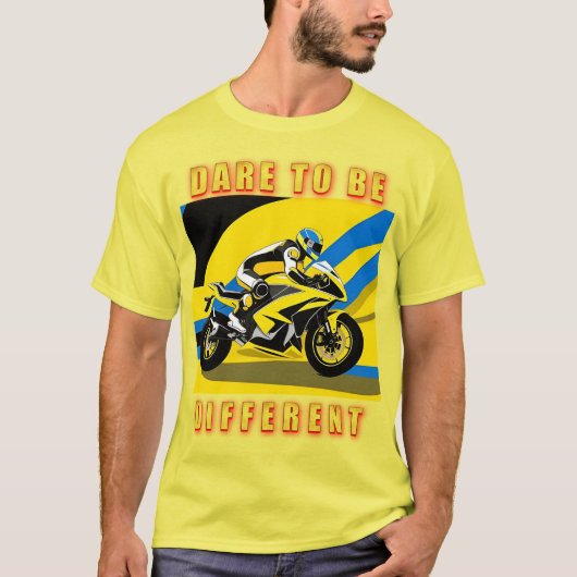 Racende motorfiets en berijder t-shirt (Voorkant)