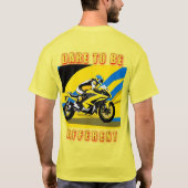 Racende motorfiets en berijder t-shirt (Achterkant)