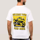Racende motorfiets en berijder t-shirt (Achterkant)