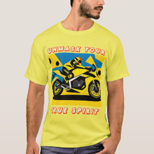 Racende motorfiets en berijder t-shirt
