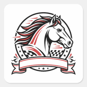 Racende paard sticker met rode accenten