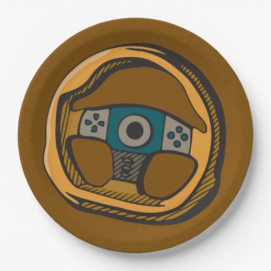 Racende Stuurwiel Controller Gamer Papieren Bordje (Voorkant)