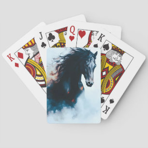 Racende Zwarte Paard Portret Minimalistisch Pokerkaarten