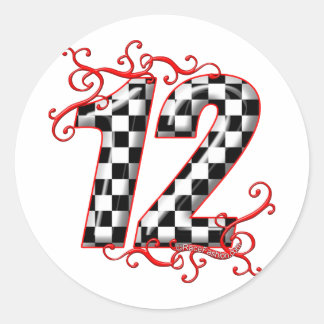 racenummer 12 ronde sticker
