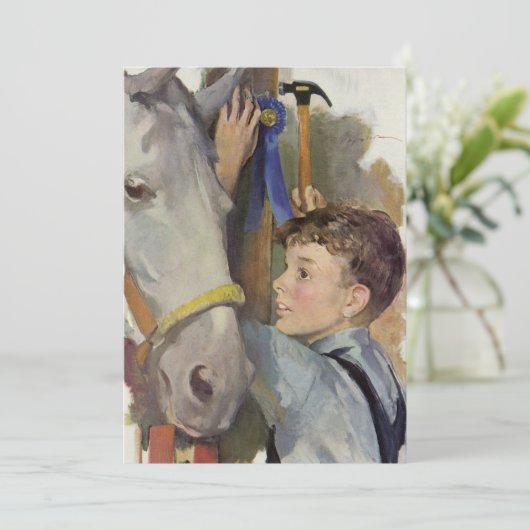  racepaard, Blue Ribbon Winnaar met een Jongen (Staand voorkant)