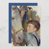  racepaard, Blue Ribbon Winnaar met een Jongen (Voorkant / Achterkant)