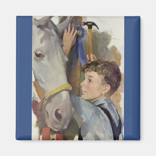 racepaard, Blue Ribbon Winnaar met een Jongen Magneet (Voorkant)