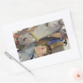 racepaard, Blue Ribbon Winnaar met een Jongen Rechthoekige Sticker (Envelop)